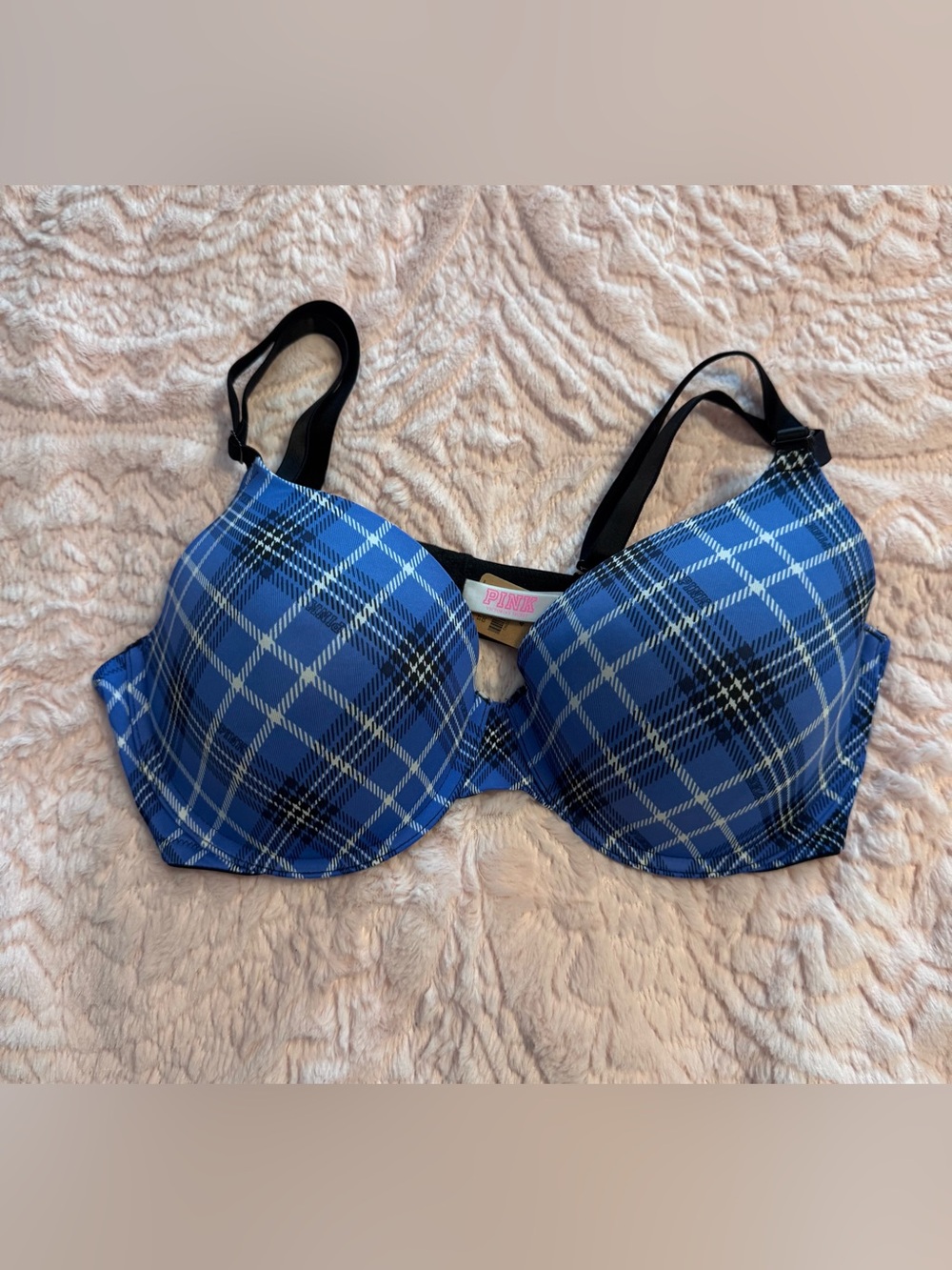 PINK Victoria's Secret Blue Plaid T-Shirt Bra